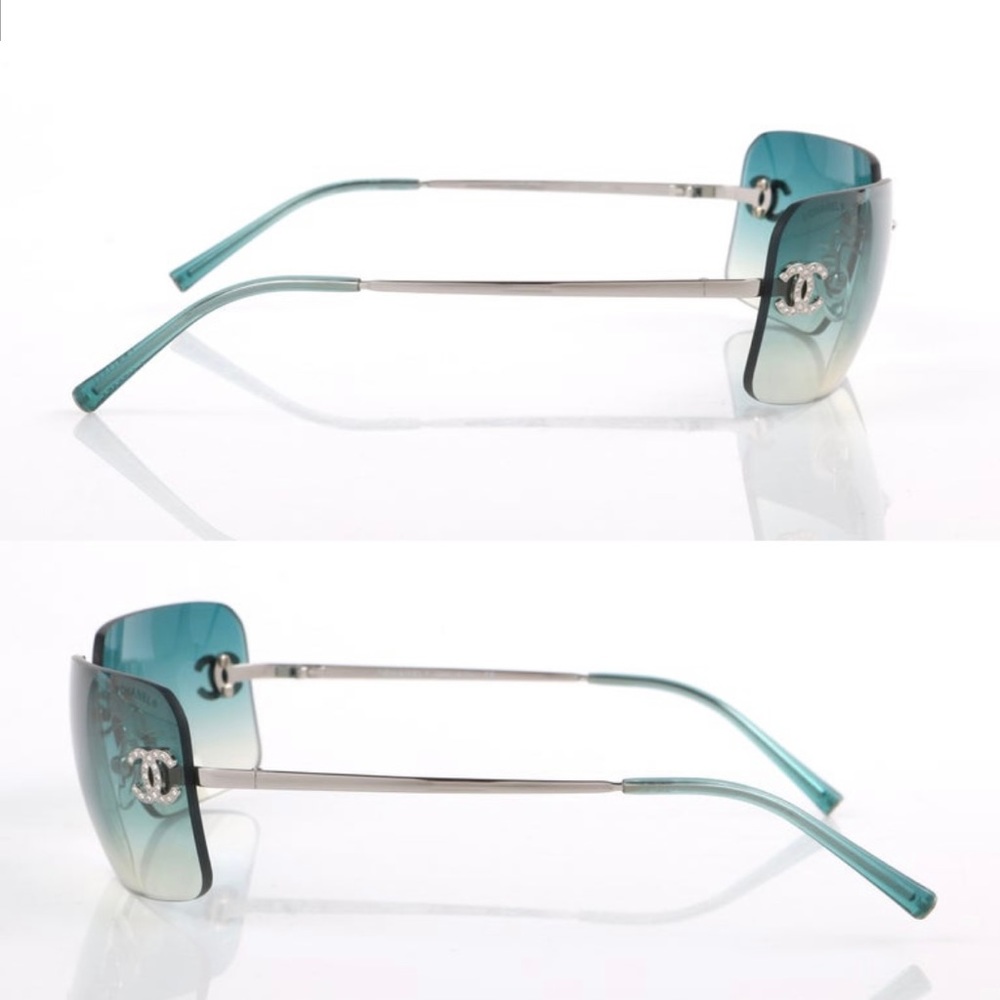 SOLD💋 RARE CHANEL Rimless Sunglasses 4017 D Teal Gradient Rate A+ - Picture 5 of 16